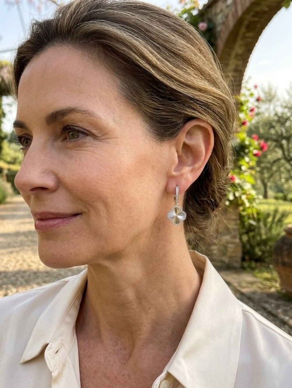 Elegant Silver Dangle Clover Earrings